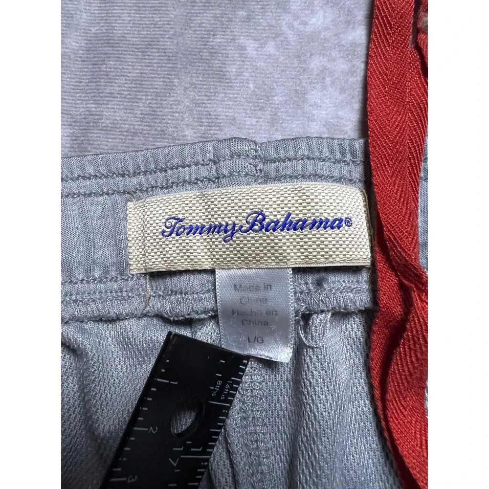 Tommy Bahama Lounge Pants Mens Large Gray Heathered Drawstring Logo Wide Leg